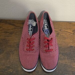 Keds Burgundy Polka Dot Lace-Up Shoes